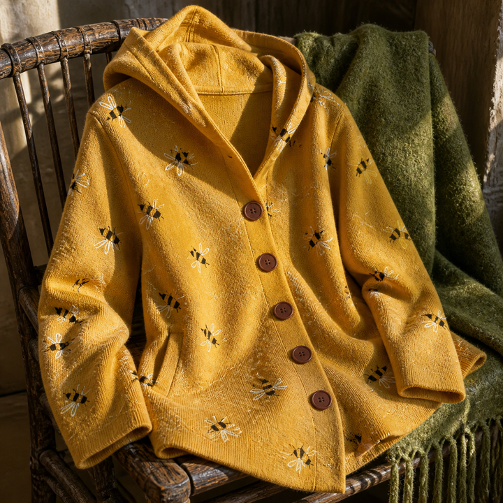 Cardigan à capuche Honeybee imprimé abeilles