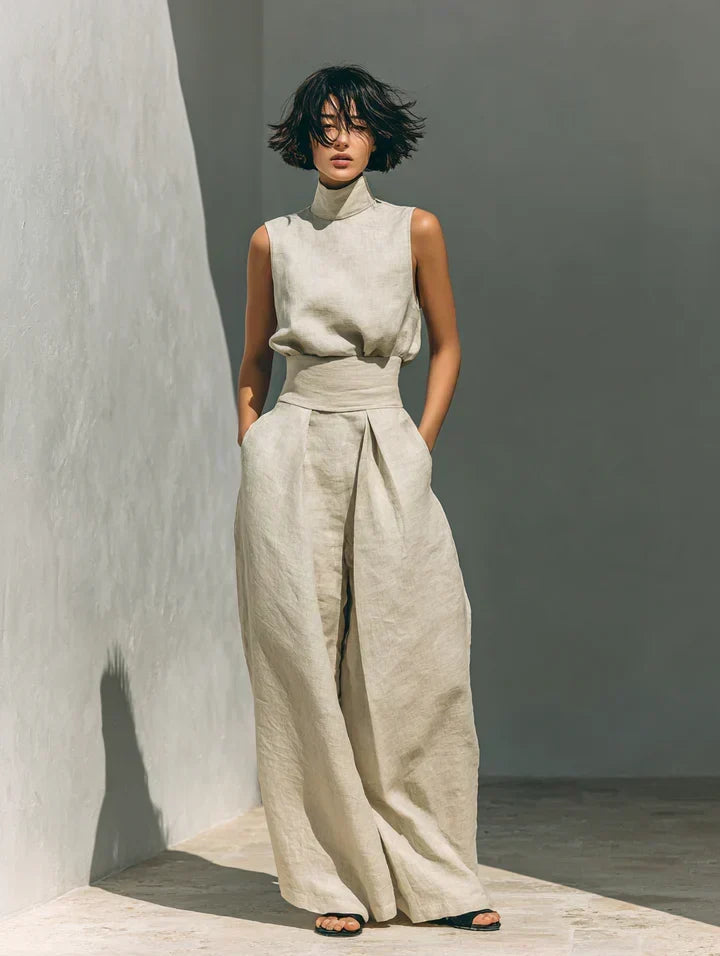 Ensemble Chemisier Sans Manches et Pantalon Large