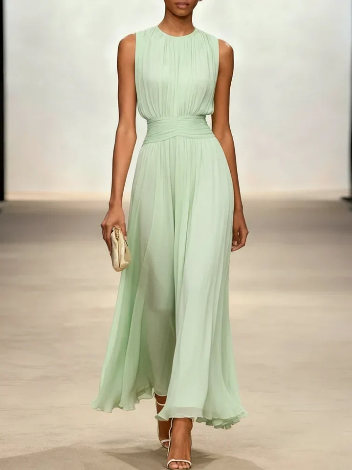 Robe Longue Froncée Sans Manches