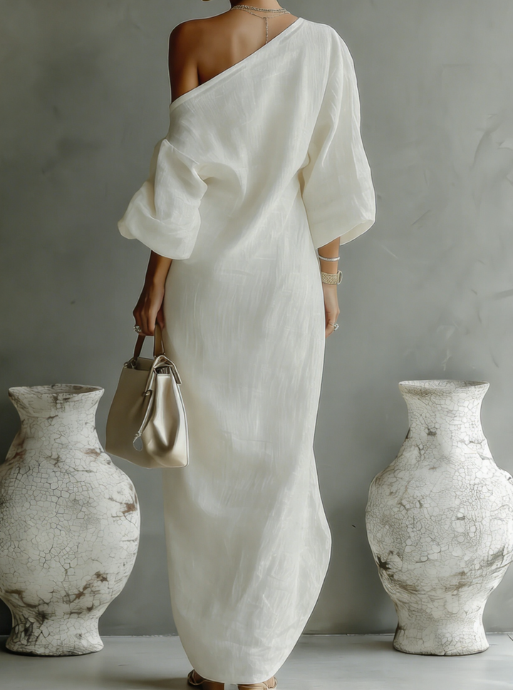 Robe Longue Blanche Une Épaule
