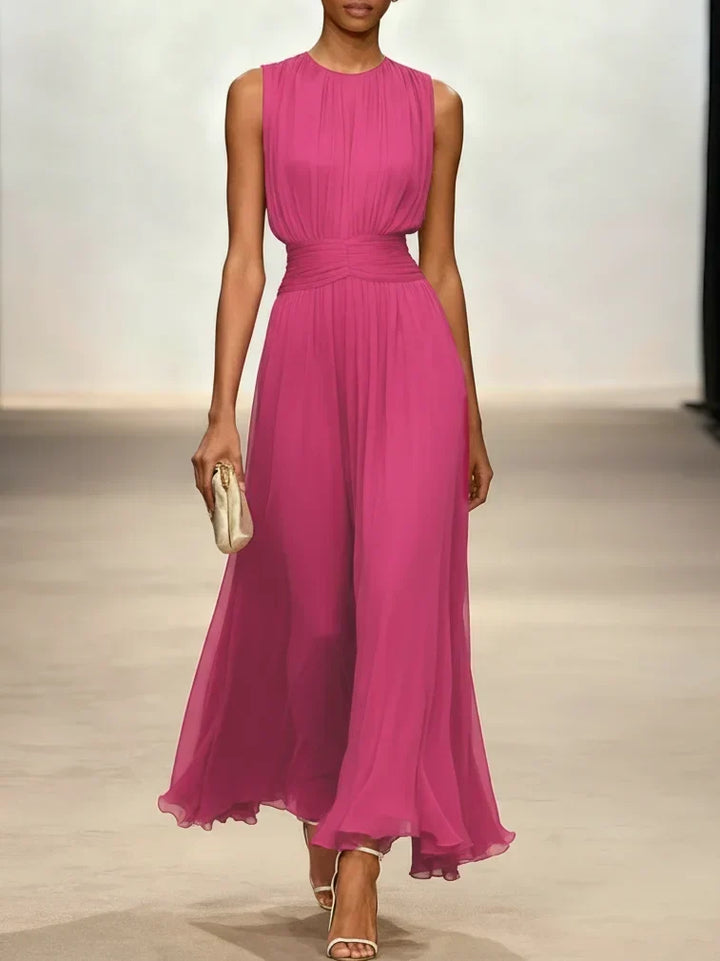 Robe Longue Froncée Sans Manches