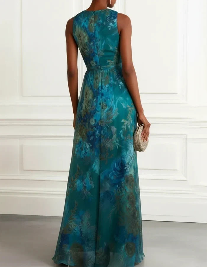 Robe Longue en Mousseline Fleurie