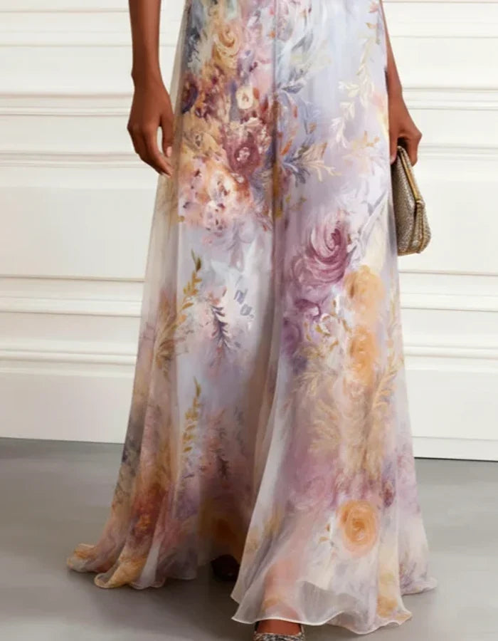 Robe Longue en Mousseline Fleurie