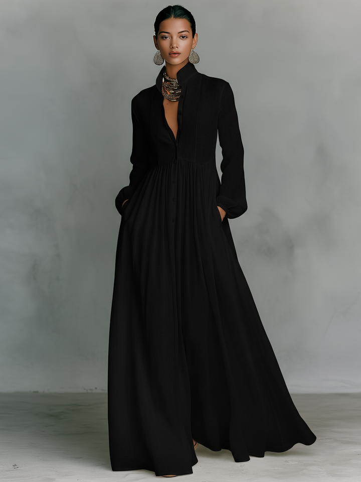Robe Longue à Col Montant