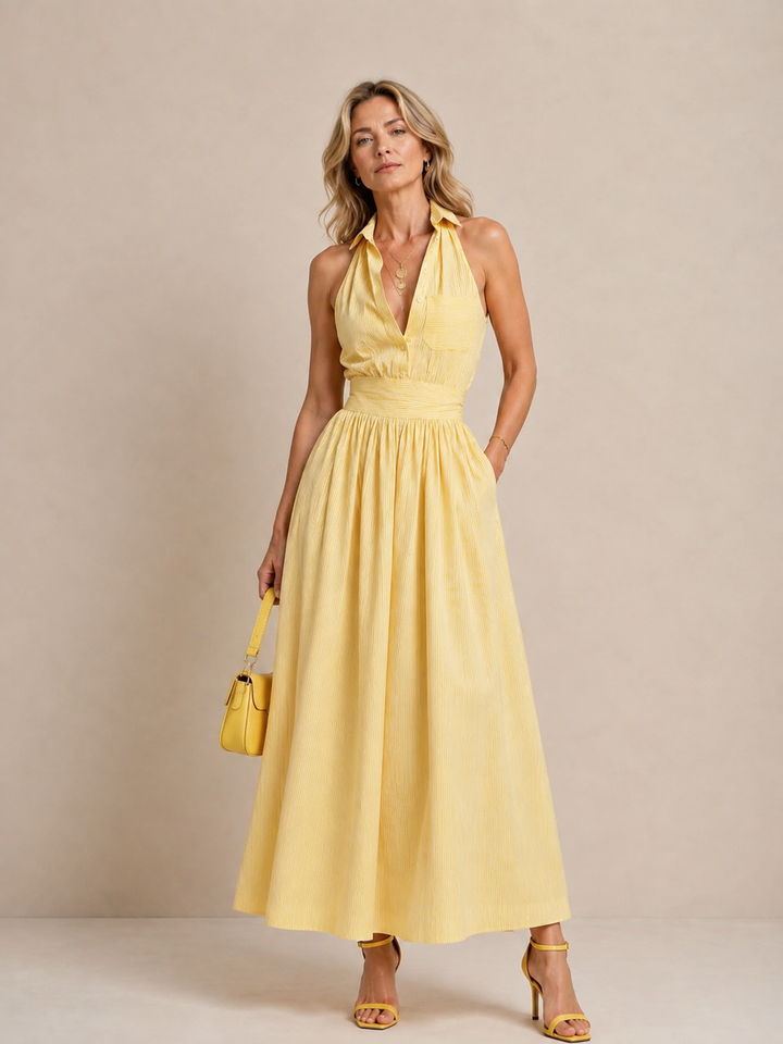 Robe midi rayée à poches