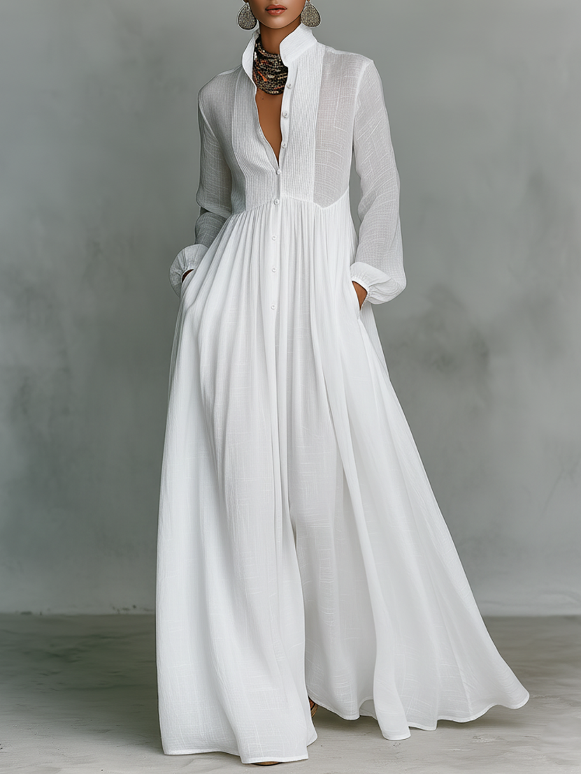 Robe Longue à Col Montant