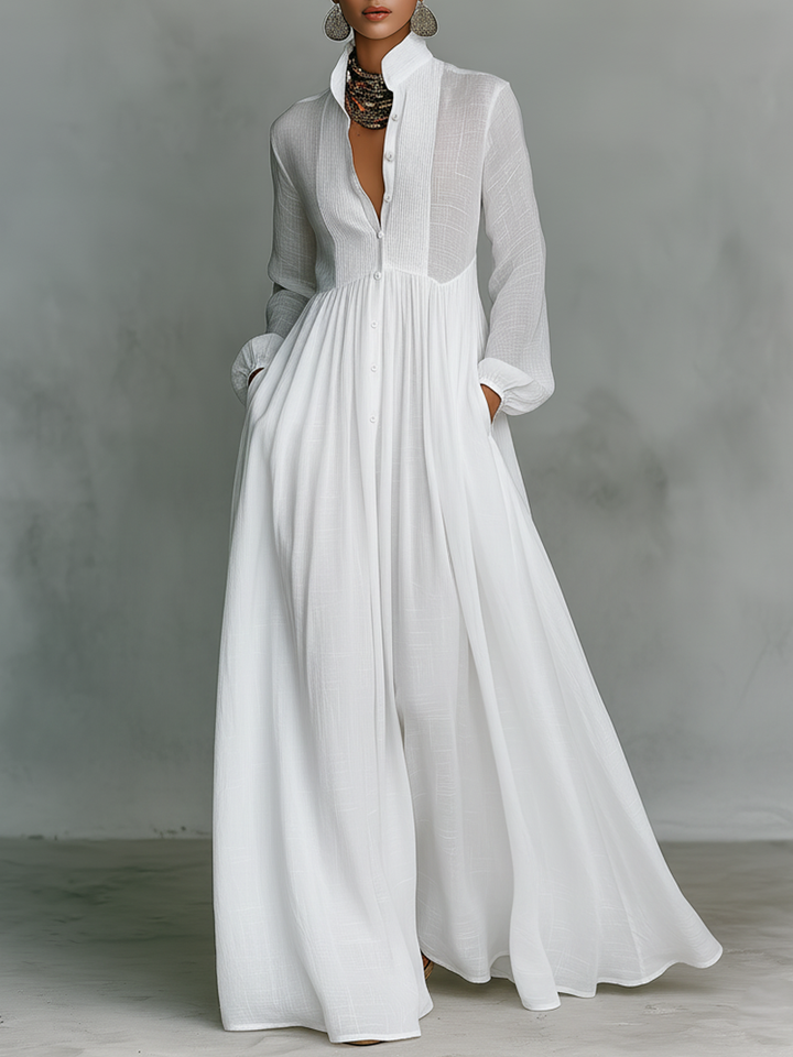 Robe Longue à Col Montant