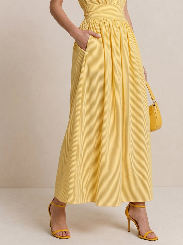 Robe midi rayée à poches