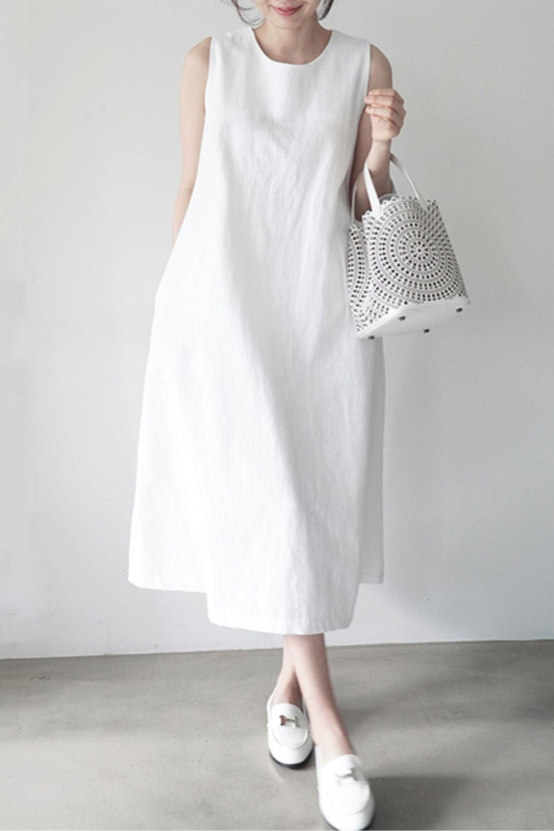 Robe midi ample sans manches