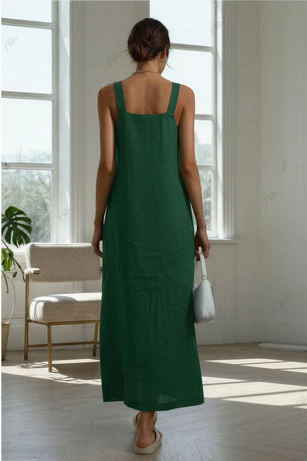Robe Midi en Coton et Lin