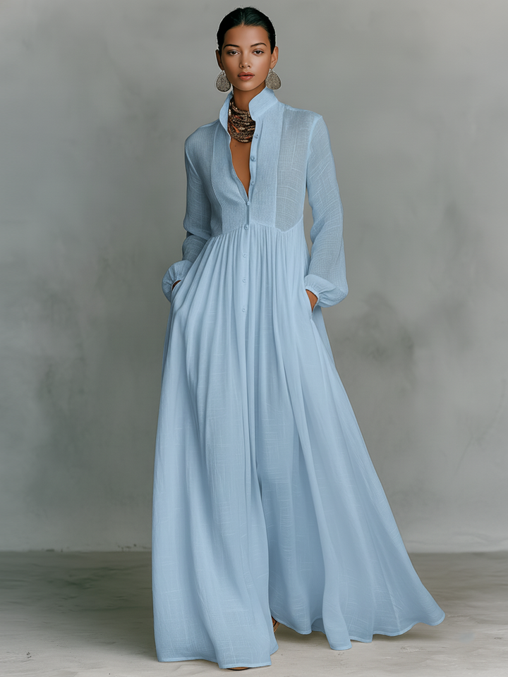 Robe Longue à Col Montant