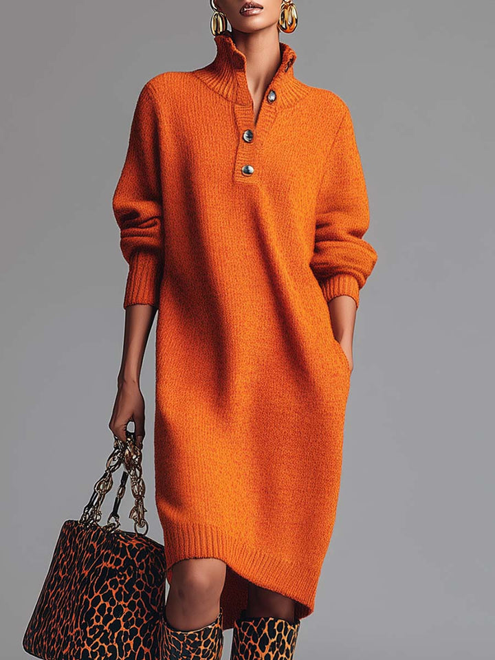 Robe midi en maille orange