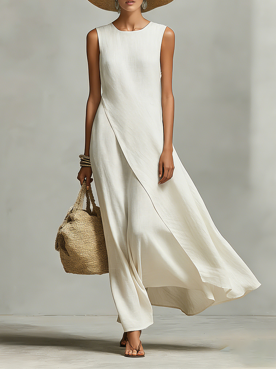 Robe Longue Ivoire Coupe Ample