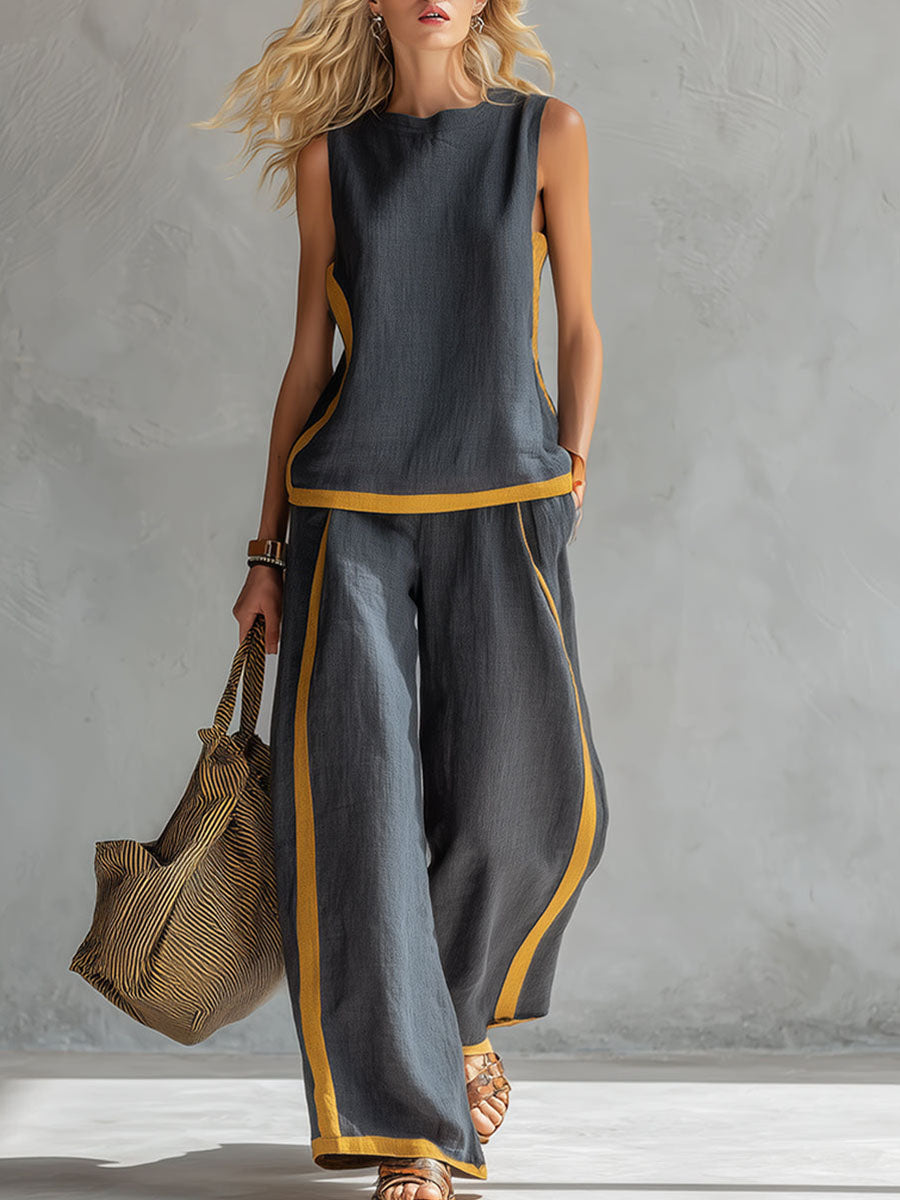 Ensemble Haut Sans Manches et Pantalon Large