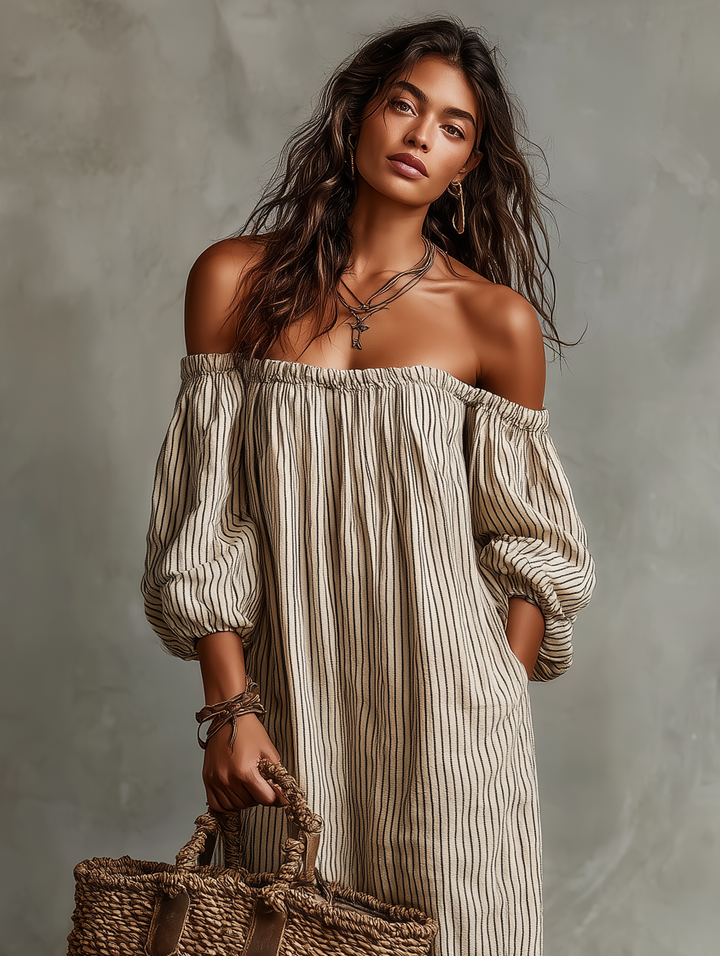 Robe Longue Épaules Dénudées Légère