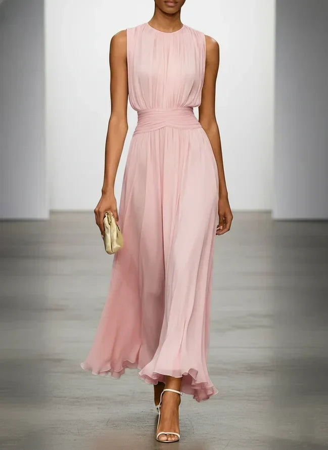 Robe Longue Froncée Sans Manches