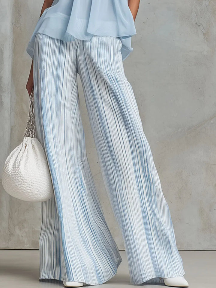 Ensemble Pantalon en Mousseline Bleu Côtier