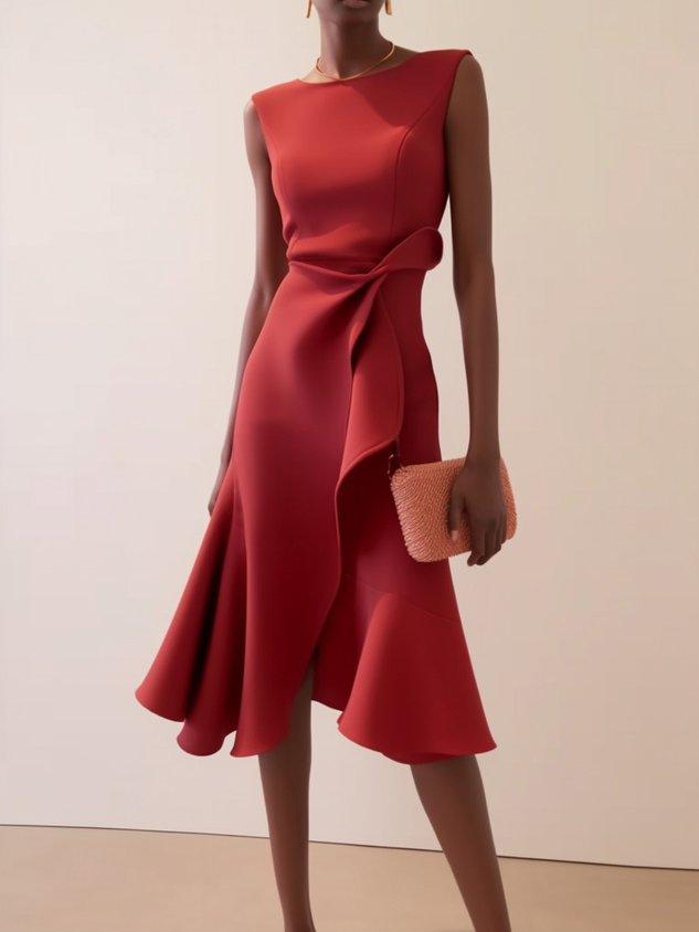 Robe Midi Trapèze Sans Manches