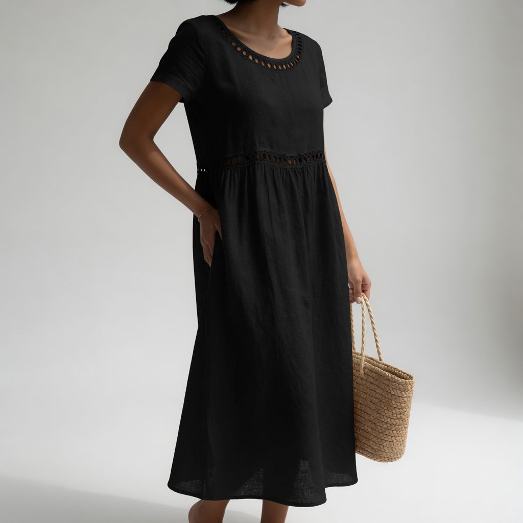 Robe Midi Ample Brodée