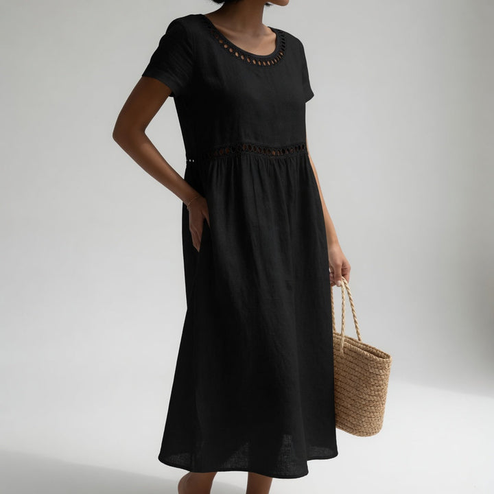 Robe Midi Ample Brodée