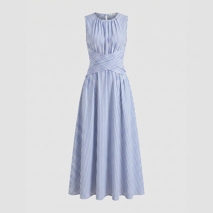Robe Midi Rayée Bleu et Blanc