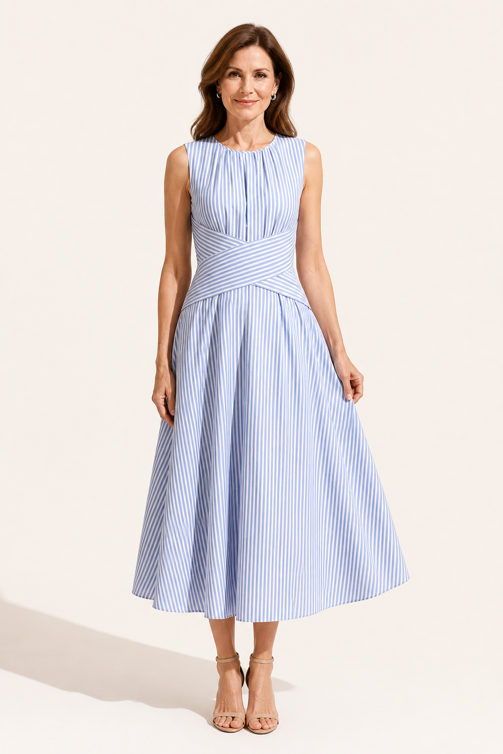 Robe Midi Rayée Bleu et Blanc