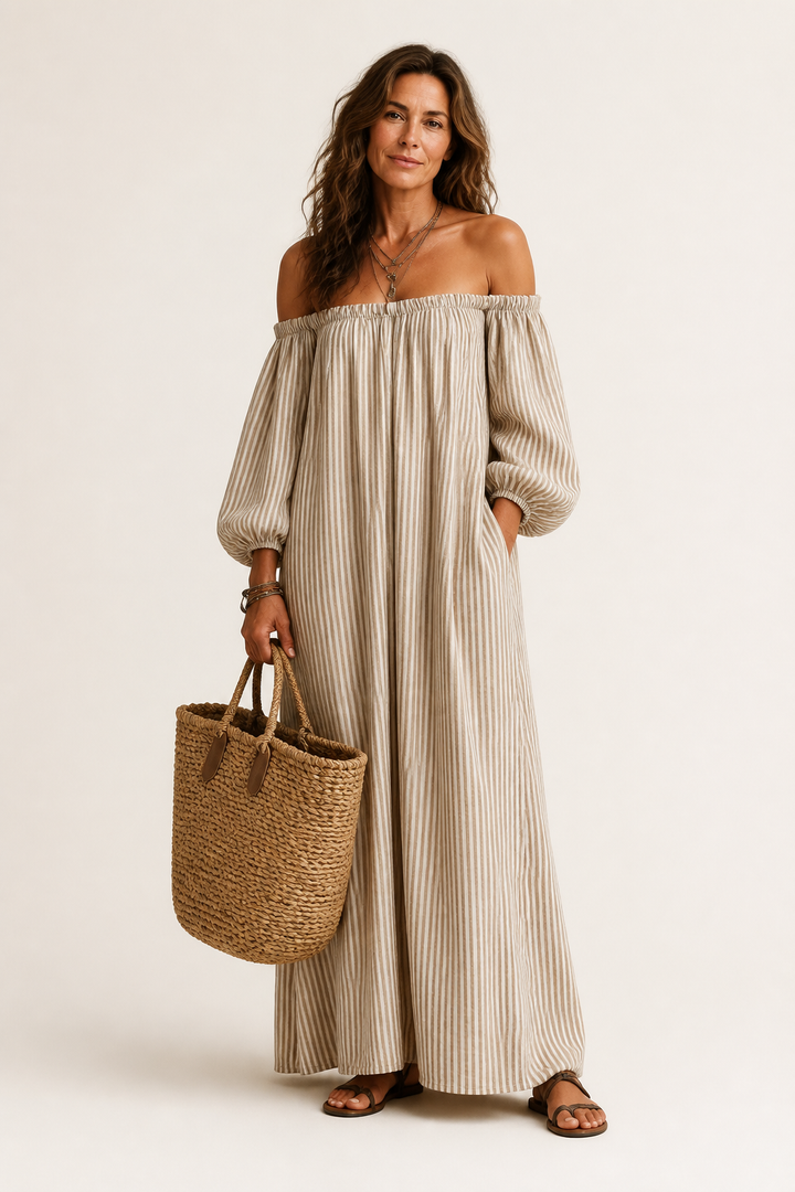Robe Longue Épaules Dénudées Légère