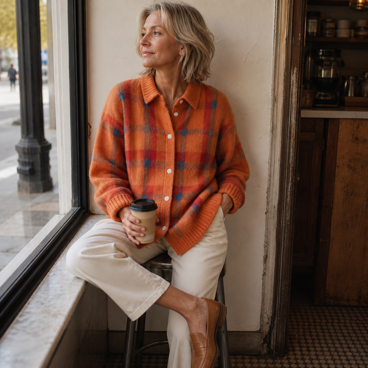 Cardigan Camille à carreaux