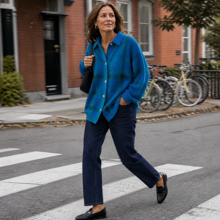 Cardigan Camille à carreaux