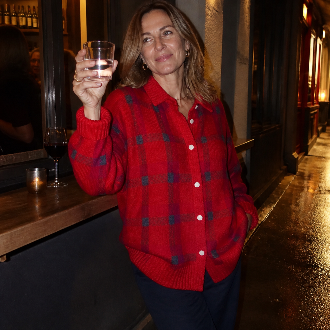 Cardigan Camille à carreaux