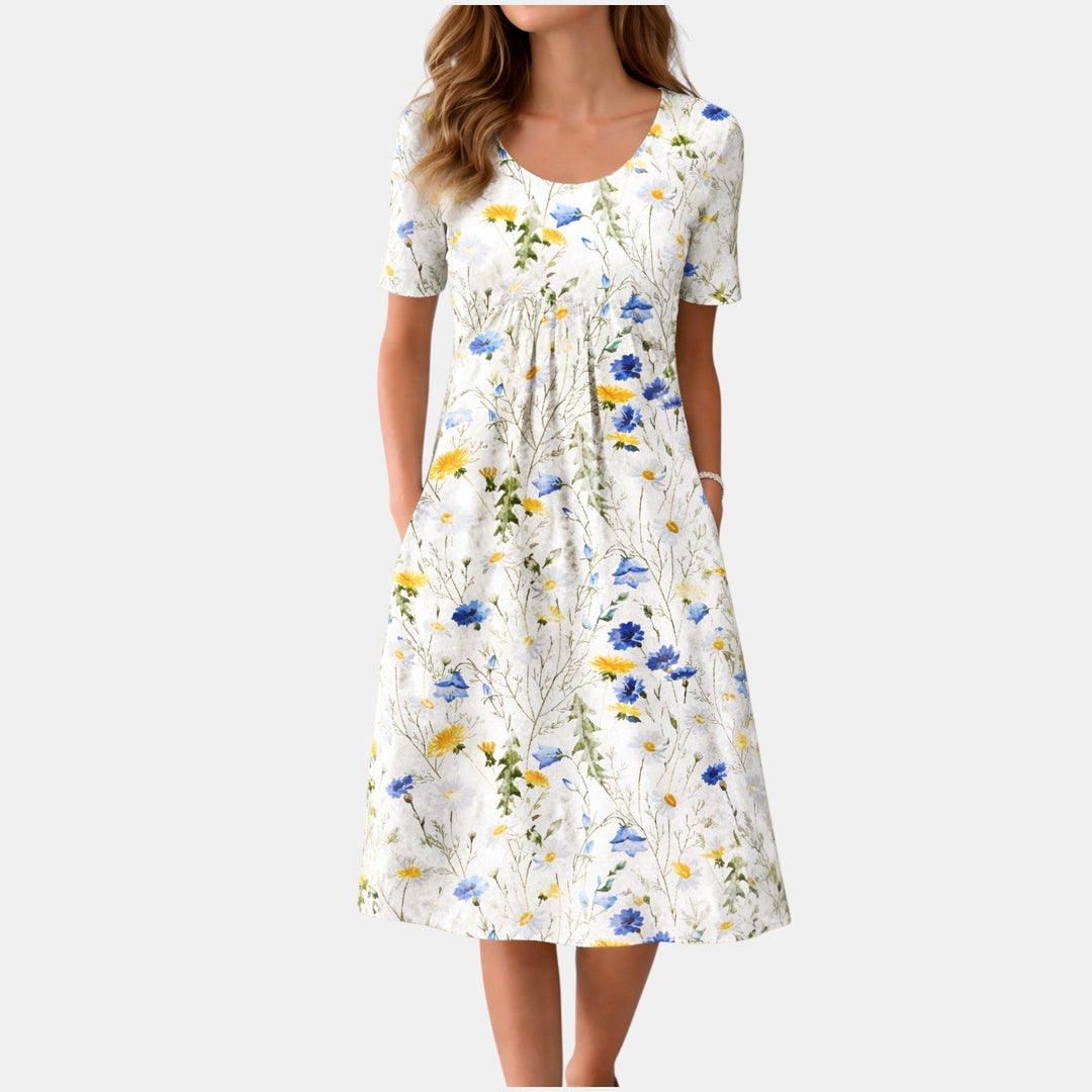Robe Midi à Manches Courtes