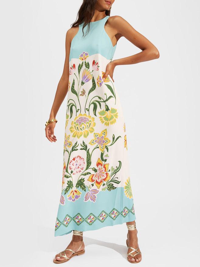 Robe Midi Sans Manches Imprimé Floral