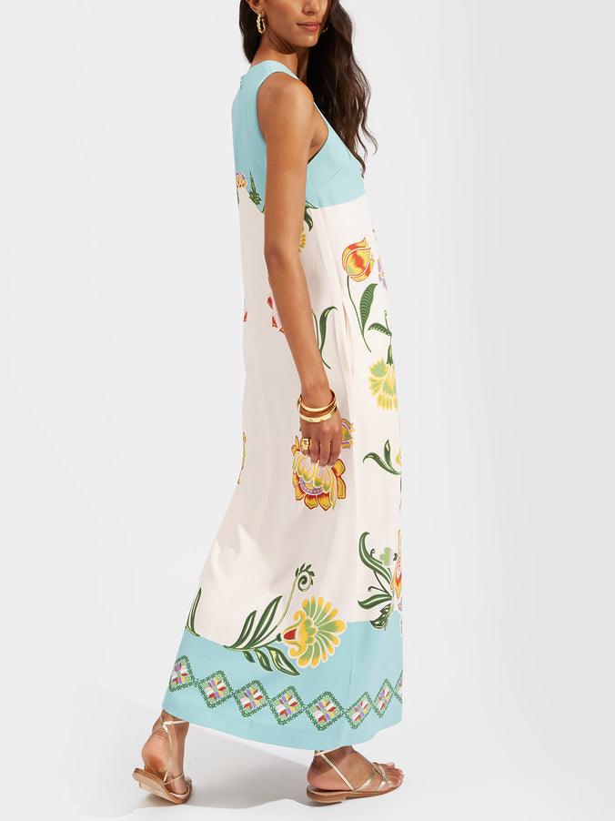 Robe Midi Sans Manches Imprimé Floral