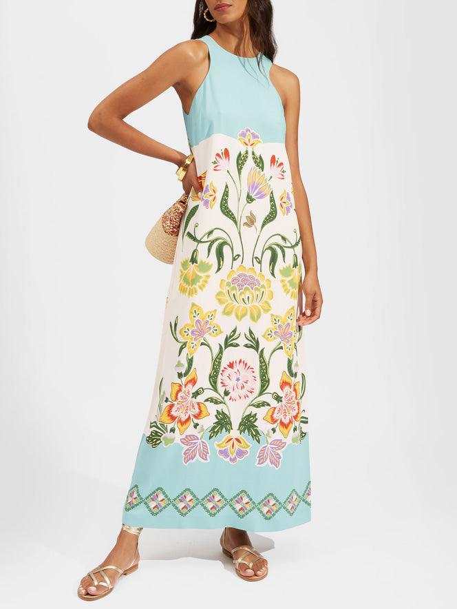 Robe Midi Sans Manches Imprimé Floral