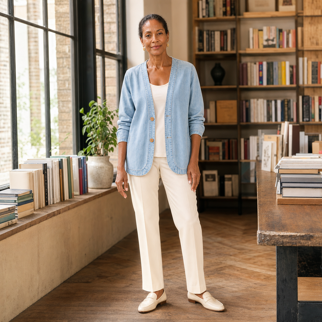 Cardigan en jean boutonné classique