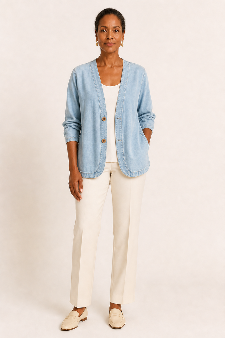 Cardigan en jean boutonné classique
