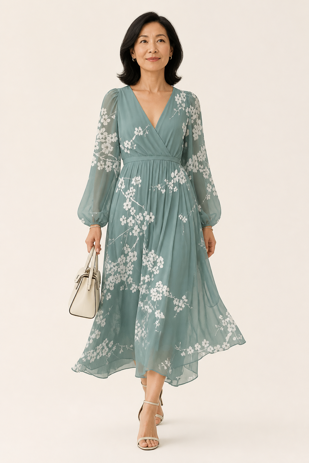 Robe Midi Fleurie Col en V