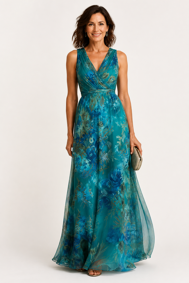 Robe Longue en Mousseline Fleurie