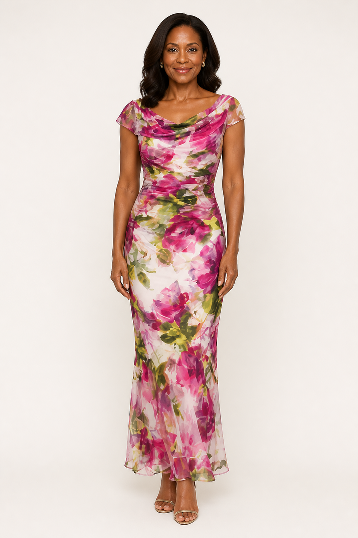 Robe Longue Fleurie Épaules Dénudées