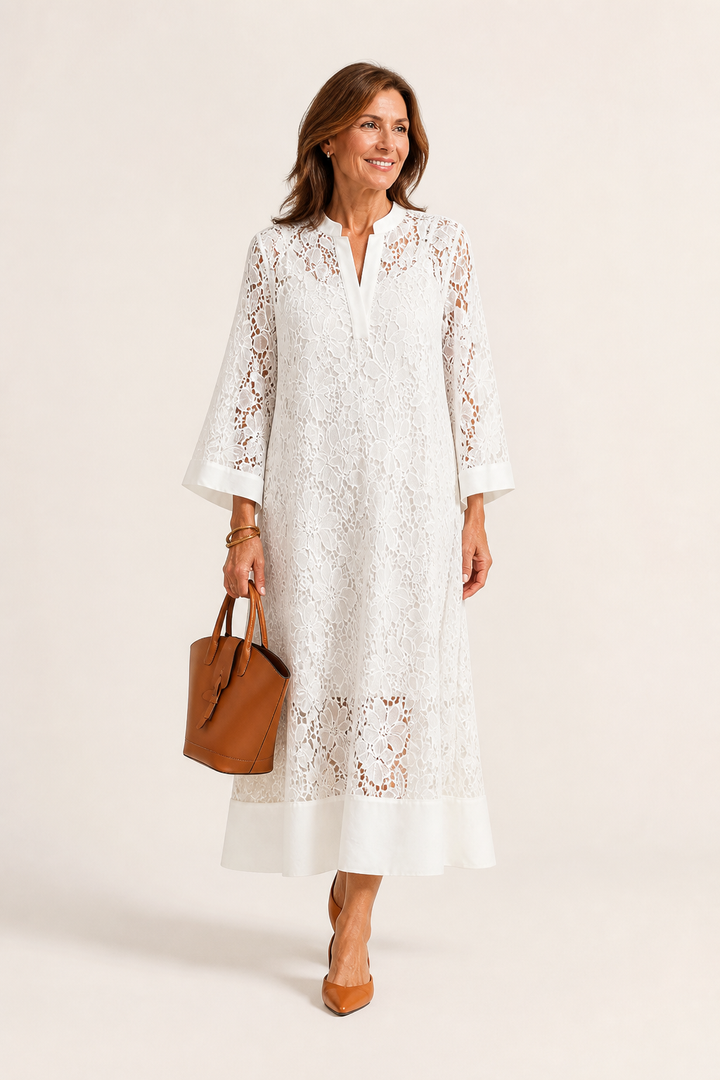 Robe Midi en Dentelle Fleurie