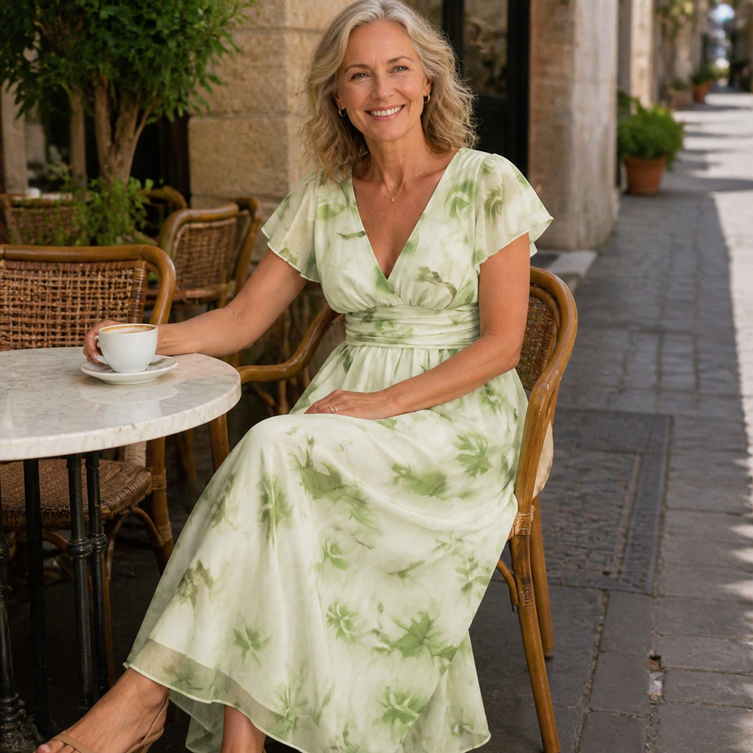 Robe Longue à Manches Volantées