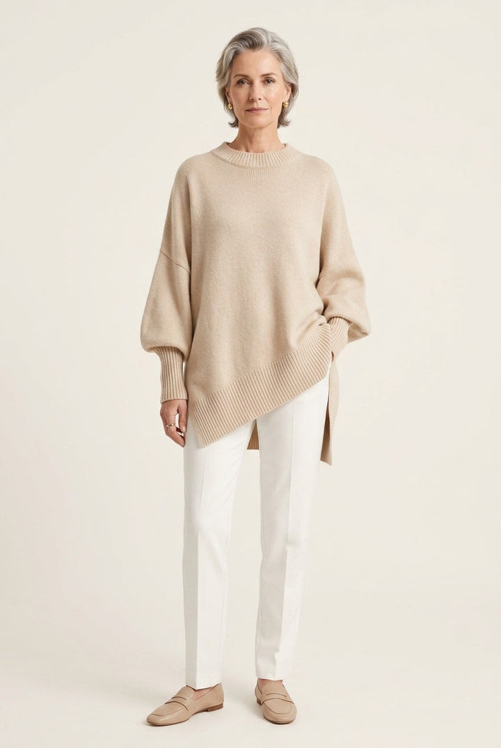 Pull grande taille en maille à col rond