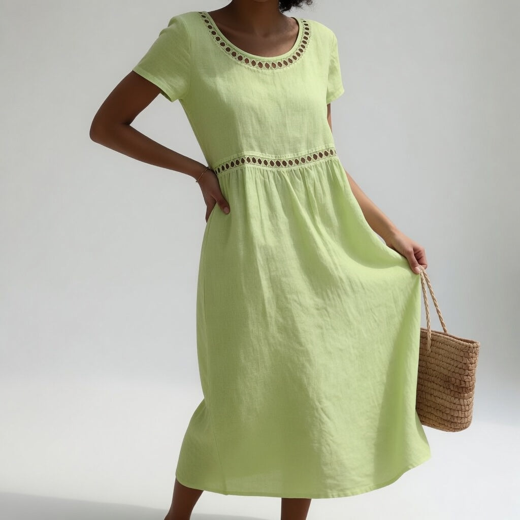 Robe Midi Ample Brodée