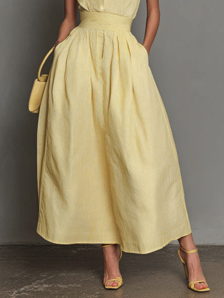 Robe midi rayée à poches