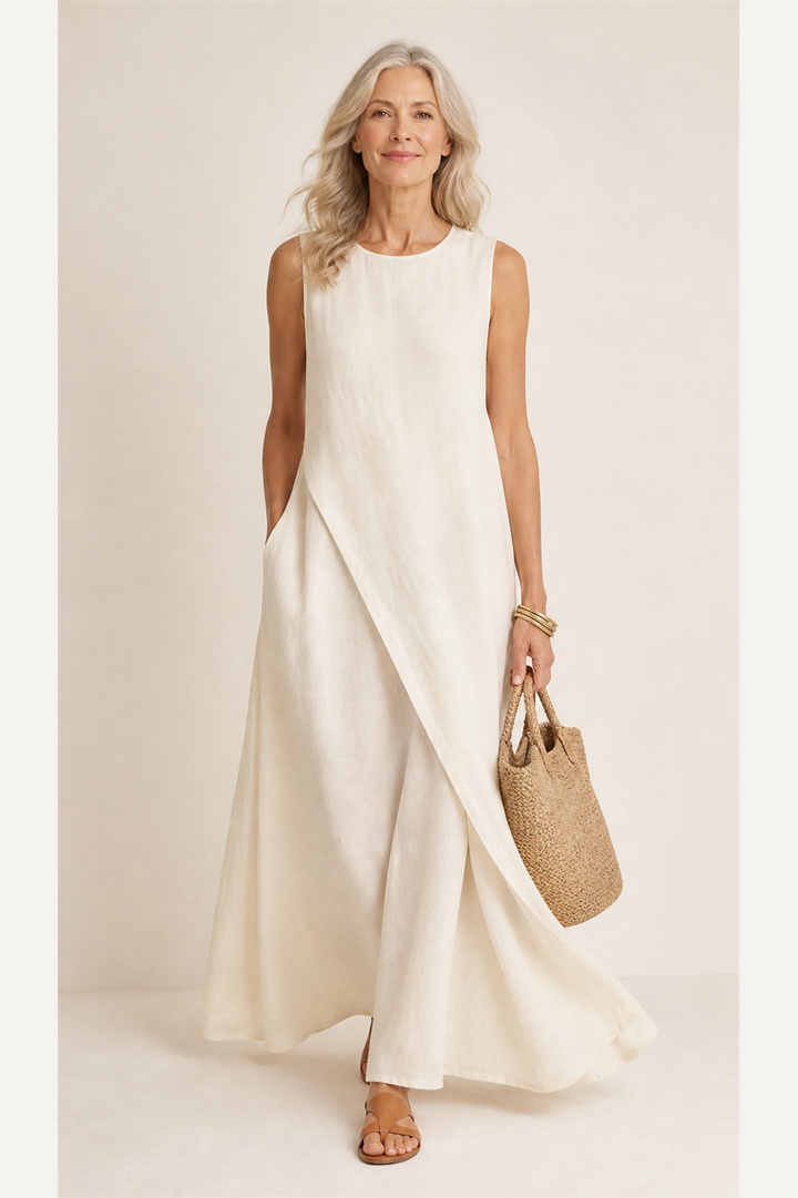 Robe Longue Ivoire Coupe Ample