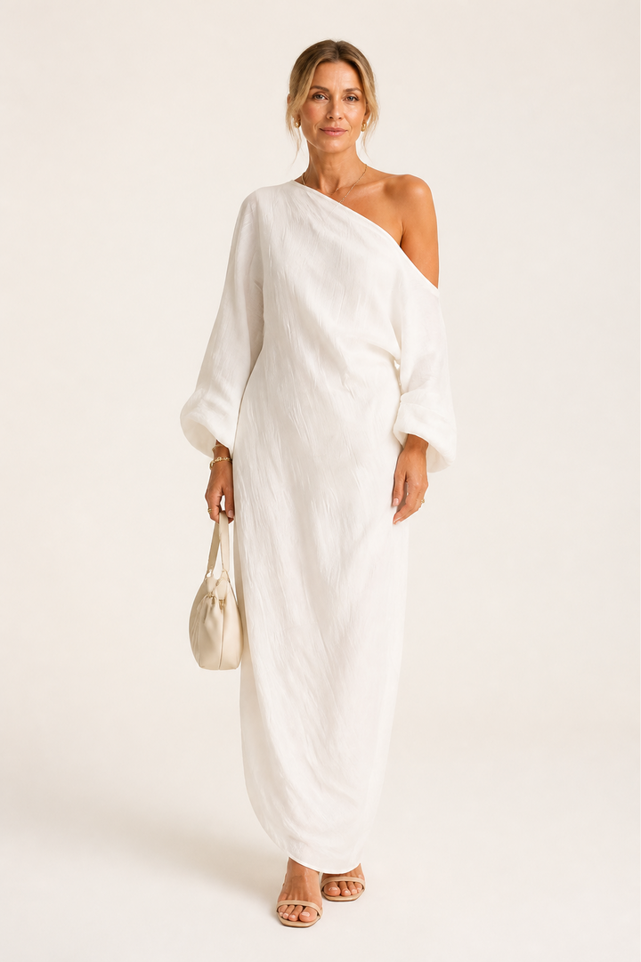 Robe Longue Blanche Une Épaule