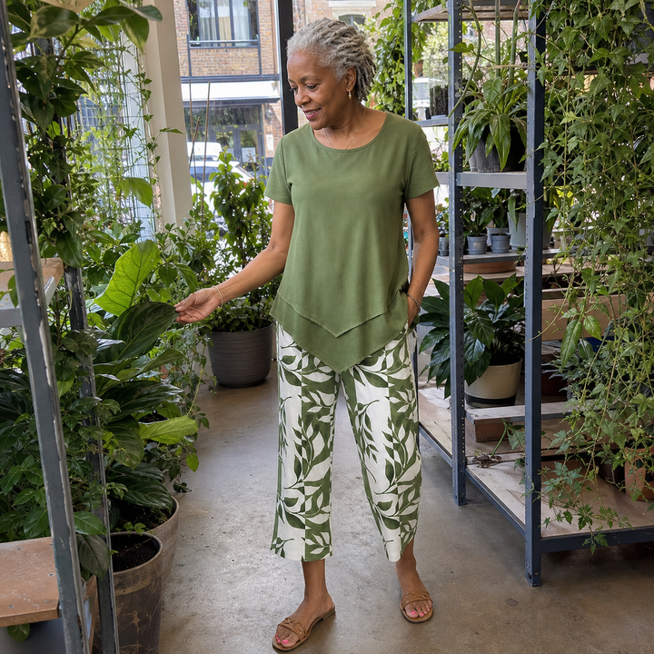 Ensemble Pantalon Imprimé Feuilles