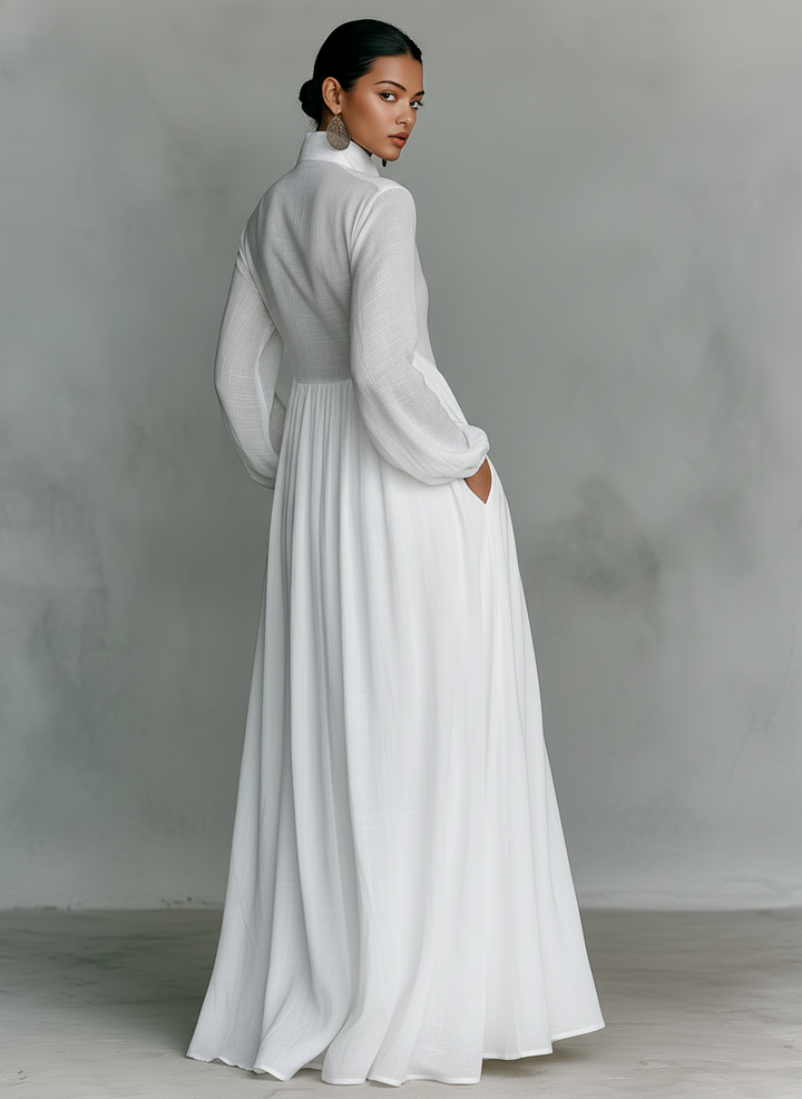 Robe Longue à Col Montant