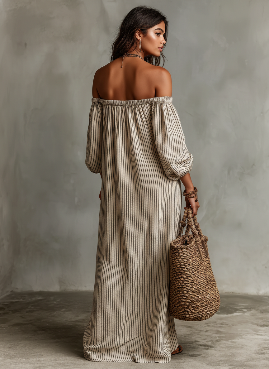 Robe Longue Épaules Dénudées Légère