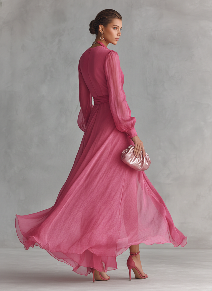 Robe Longue Perlée Col en V